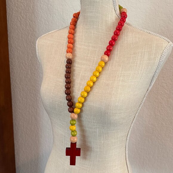 Rosary with Wooden Beads EUC - Picture 1 of 5